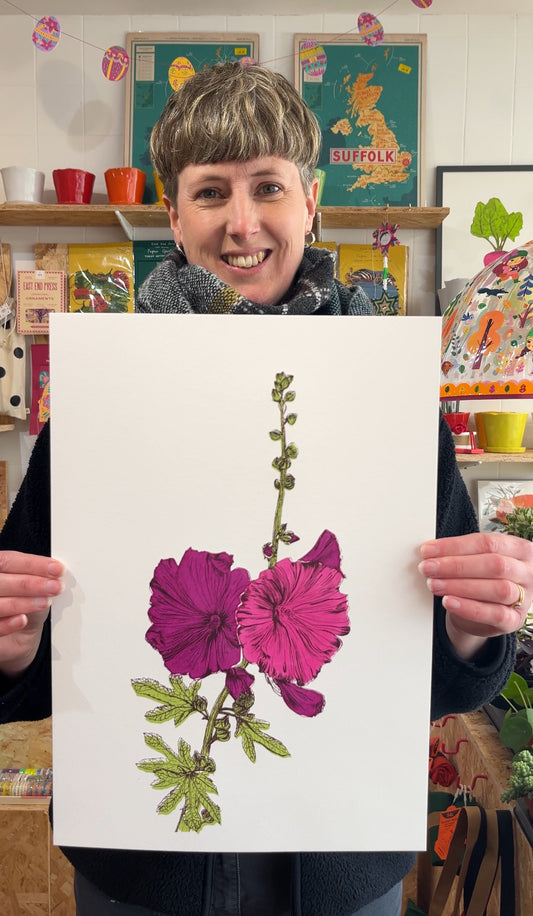 Hollyhocks Print