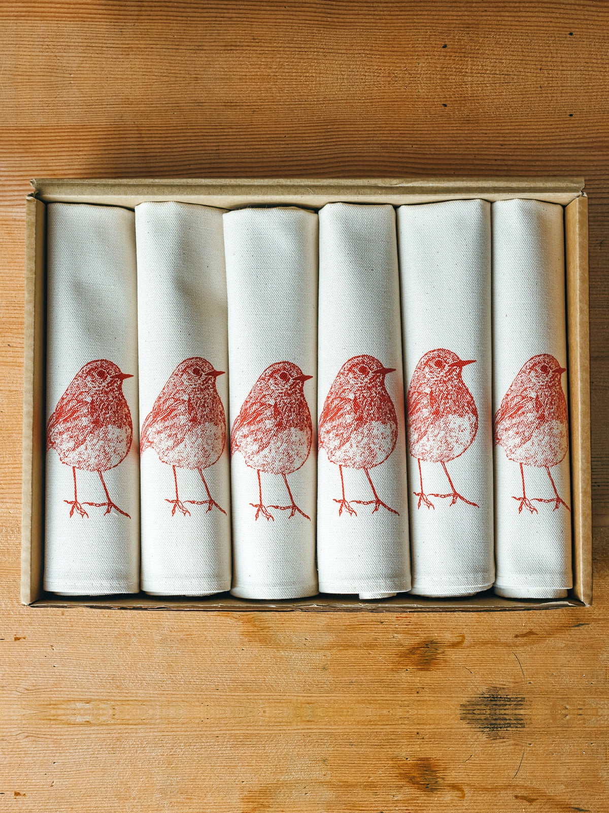 Christmas Robin Napkin Gift Set